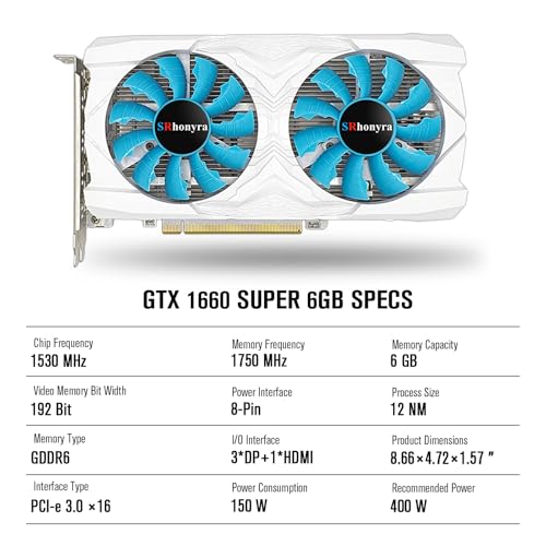 SRhonyra GTX 1660 Super 6GB Graphics Card GDDR6 192 Bit PCIe 30 x16 4 Monitors Video Card Support DirectX 12 OpenGL45 HDMI and 3DisplayPort 14a - Image 3