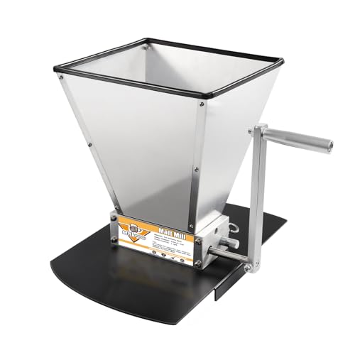 Mrbrew Malt Mill Homebrew Grain Crusher Manual Metal Grain Mill Stainless Steel Grinder Mill with Adjustable 2 Bearing Roller & Crank Handle, Fit Low Speed Electric Drill for Wheat Barley Beer Brewing - Image 1