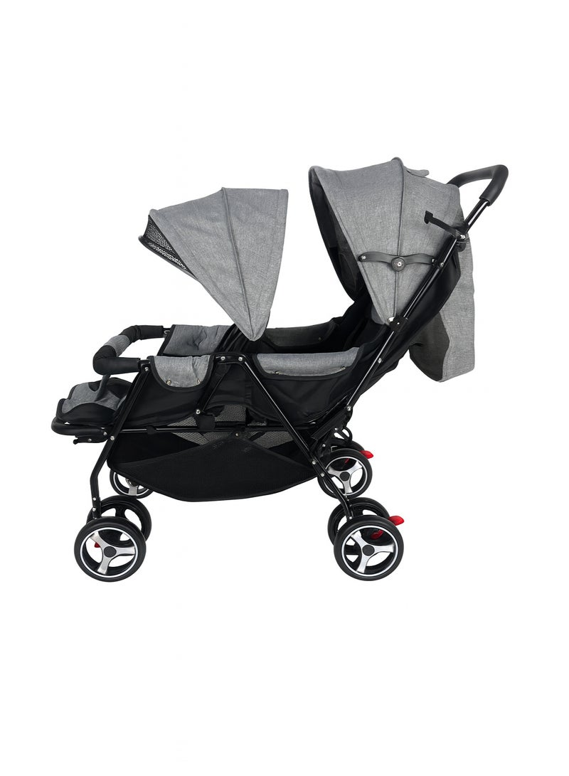 MAAS A Stylish, High-Quality Double Stroller with a Comfortable and Safe Design, Featuring a Sturdy Yet Lightweight Frame and Premium Fabric Materials. - Image 4