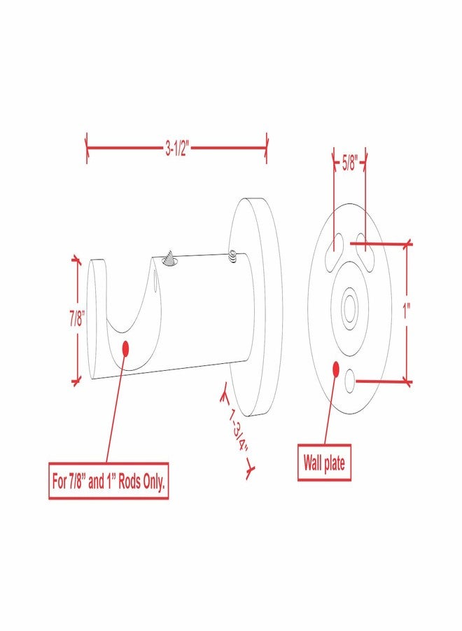 Ivilon حوامل قضبان ستائر من إيفيلون، تُثبّت على السقف أو الجدار، لقضبان ستائر بقطر 7/8 و1 بوصة. طقم من قطعتين. لون نحاسي عتيق - Image 5