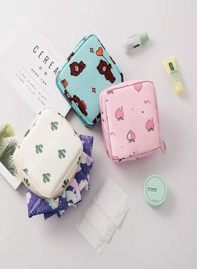 Luxula Portable Mini Fashion Nursing Sanitary Napkin Pouch Pad Holder Zipper Travel Cosmetic Makeup Jewellery Storage Bag for Girl and Women (Sky-Navy-Pink-White) - Image 2