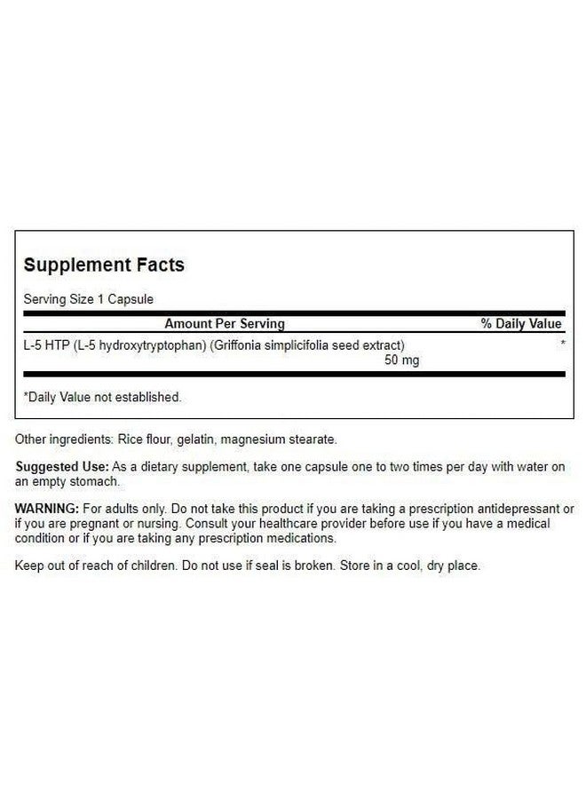 Swanson Premium Amino Acid 5-Htp - Extra Strength - 50 Milligrams 60 Capsules - Image 2