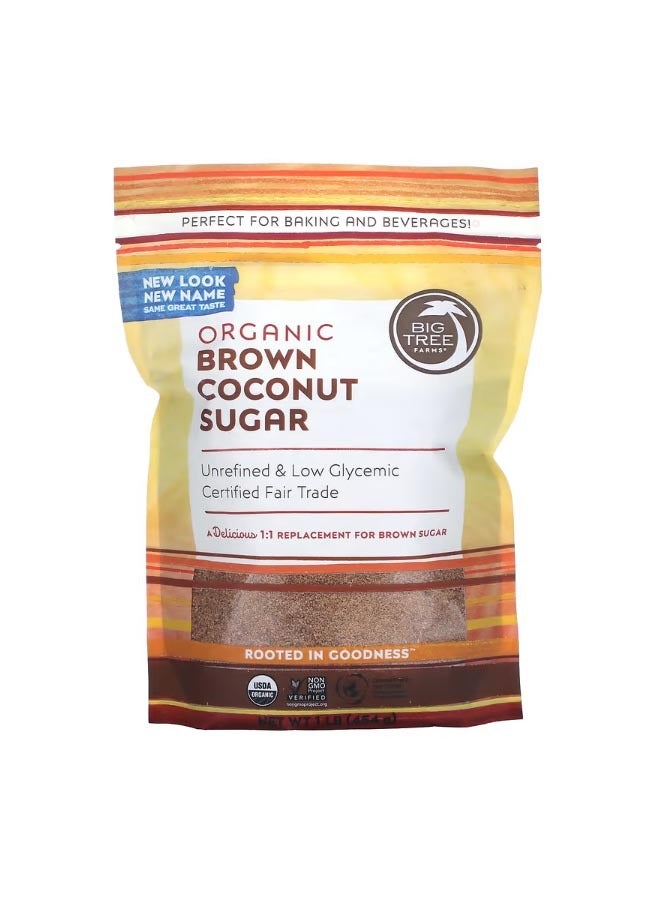 BIG TREE FARMS Organic Brown Coconut Sugar 1 lb 454 g - Image 1