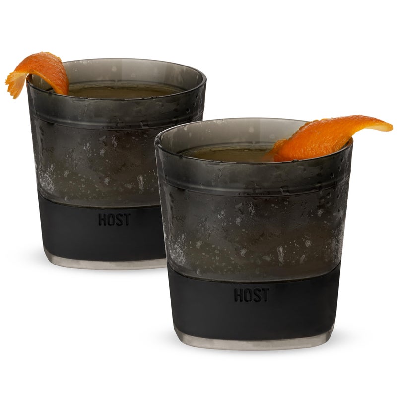 Host Freeze Cooling cups set of 2 Old Fashioned Glass with Silicone band for Bourbon Scotch and Whiskey whisky gifts for men Smoke