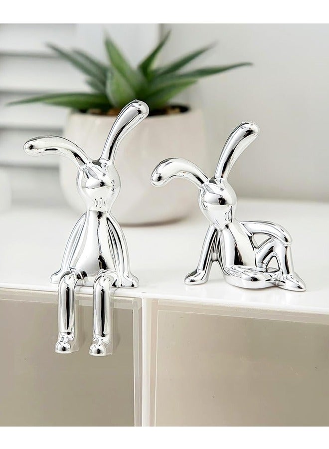 2PCS Modern Rabbit Figurines for Home Decor, Versatile Decoration for Office, Shelf, Table, Living Room - Image 1