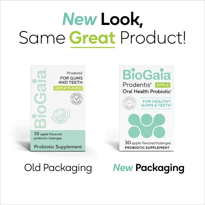 BioGaia بيوغايا برودينتس أقراص بروبيوتيك للأسنان تعزز صحة اللثة والأسنان تدافع ضد مشاكل الأسنان تجدد الميكروبيوم الفموي تحسن صحة الفم بنكهة التفاح 30 يومًا من الإمداد - Image 2
