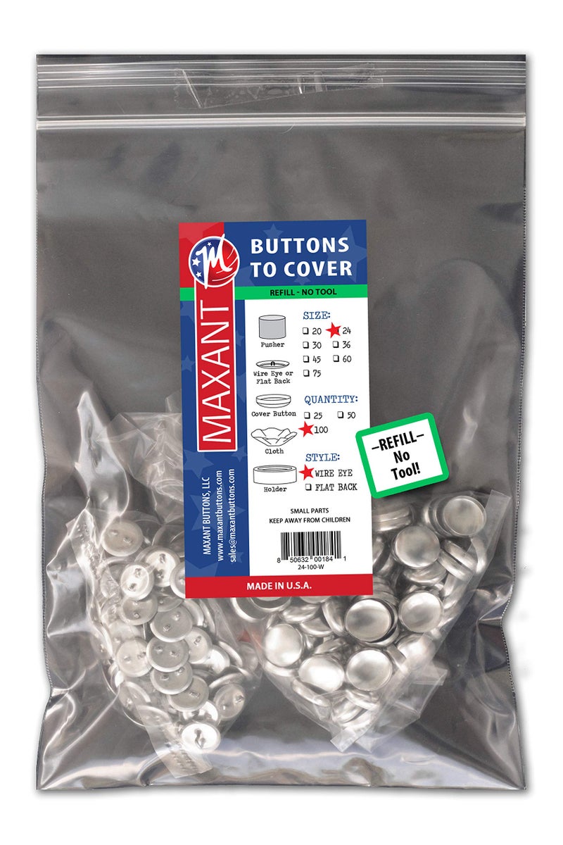 M MAXANT 100 Buttons to Cover - Made in USA - Self Cover Buttons with Wire Eyes Size 24 - Image 3
