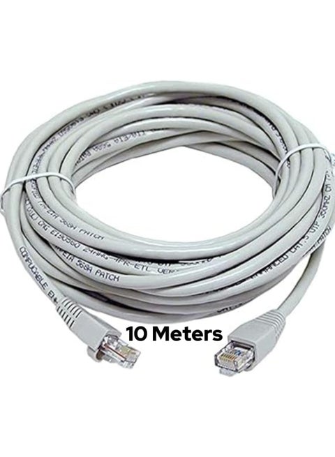 كابل إيثرنت CAT-6 – 10م – كابل شبكة LAN عالي السرعة – موصل RJ45 – أبيض