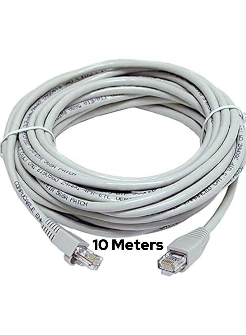 FUJISHKA CAT-6 Ethernet Cable – 10M – High-Speed LAN Network Cable – RJ45 Connector – White - Image 1