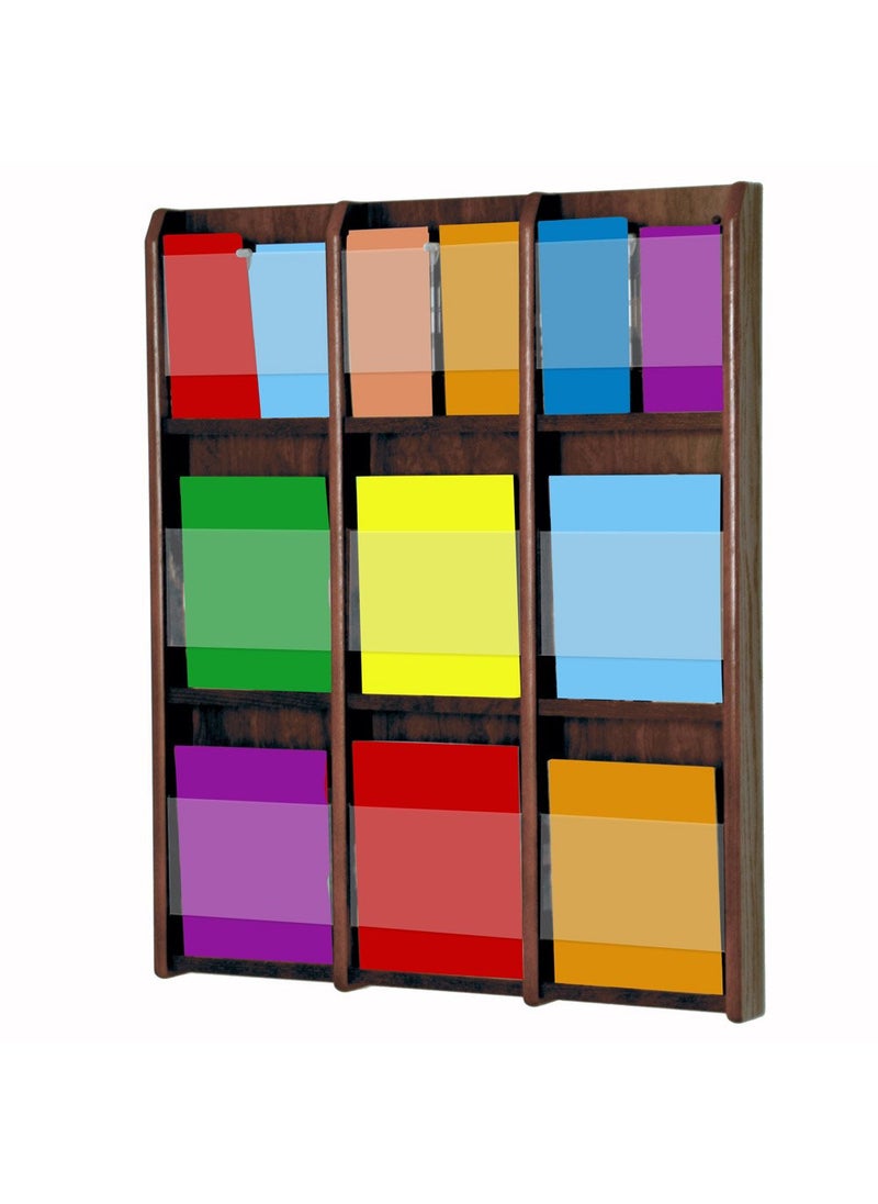 Wooden Mallet Wooden Mallet 9Magazine18Brochure Divulge Wall Display with Brochure Inserts Mahogany 