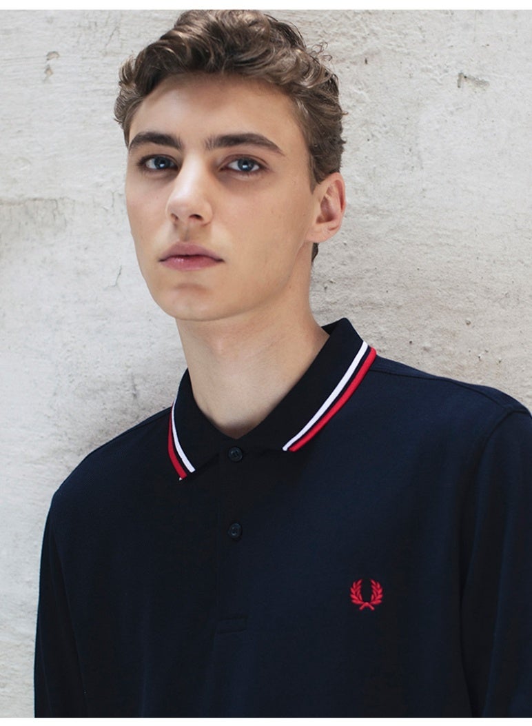 FRED PERRY Men's Polo Shirt - Autumn/Winter Short Sleeve Casual Heavy Wheat Embroidery Colorful T-Shirt - Image 2
