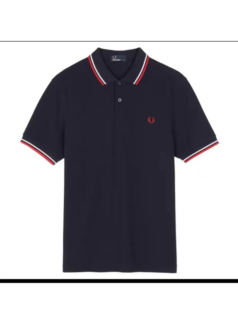 FRED PERRY Men's Polo Shirt - Autumn/Winter Short Sleeve Casual Heavy Wheat Embroidery Colorful T-Shirt - Image 1