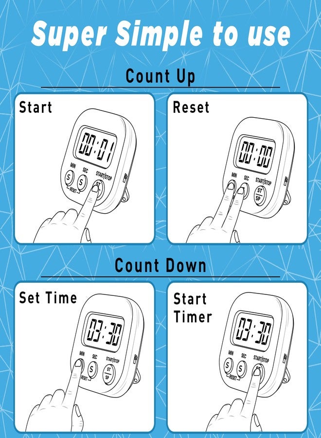 Eggssentials Kitchen Timers for Cooking and Baking with Big Digital Numbers and Loud Alarm Used in Cooking, Classroom, and Office. - Image 4