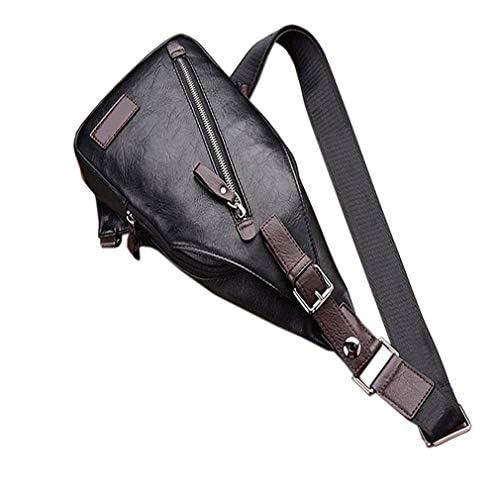 Hebetag Leather Sling Bag Crossbody Backpack Daypack for Men Women Outdoor Travel Camping Fishing Hunting Hiking Crossbody Shoulder Chest Pack #20black(pu) - Image 2