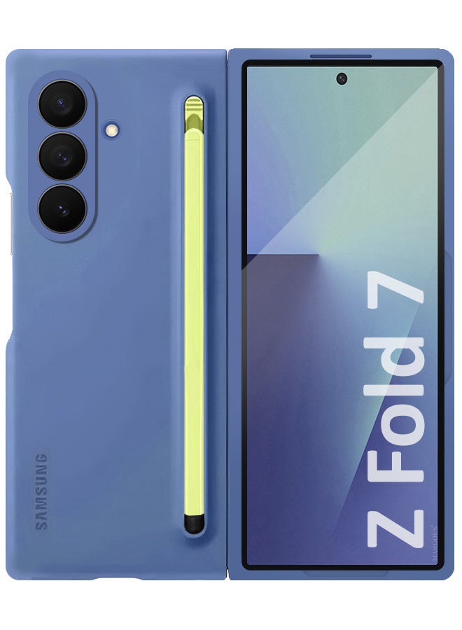 CATANES Case Cover and S Pen for Samsung Galaxy Z Fold 7, Slim Case with Built-in Compact S Pen, Holder and Storage Slot for Pen - Blue - Image 2
