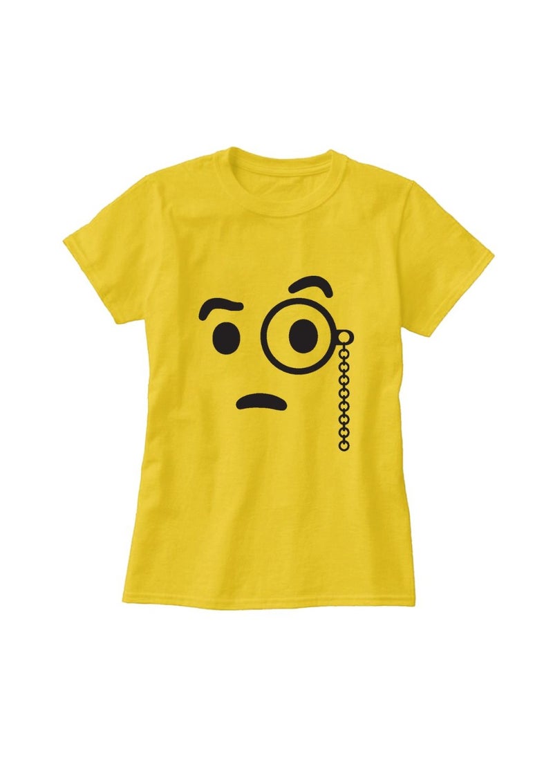 PRINTSHOP4ME - Adult Yellow Smiley Face T-Shirt Unisex Round Neck Short Sleeve Cotton T-Shirt-Soft And Comfortable Tshirt - Image 1