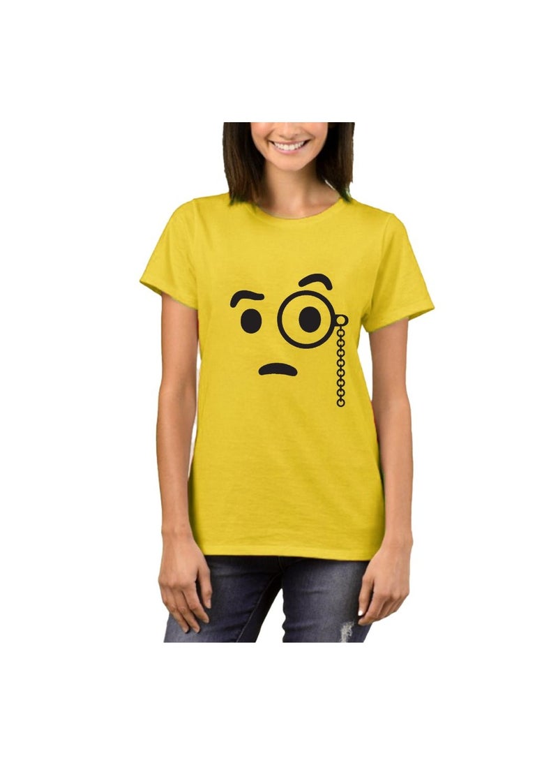 PRINTSHOP4ME - Adult Yellow Smiley Face T-Shirt Unisex Round Neck Short Sleeve Cotton T-Shirt-Soft And Comfortable Tshirt - Image 1