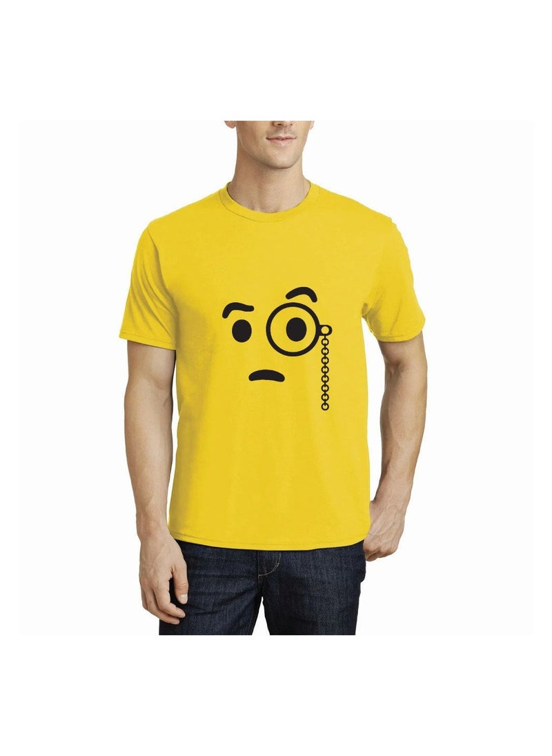 PRINTSHOP4ME - Adult Yellow Smiley Face T-Shirt Unisex Round Neck Short Sleeve Cotton T-Shirt-Soft And Comfortable Tshirt - Image 1