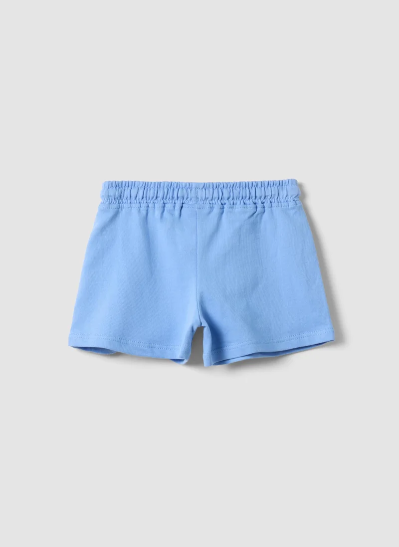 Ovs OVS Girls Light Blue Pure Cotton Shorts, Regular Fit