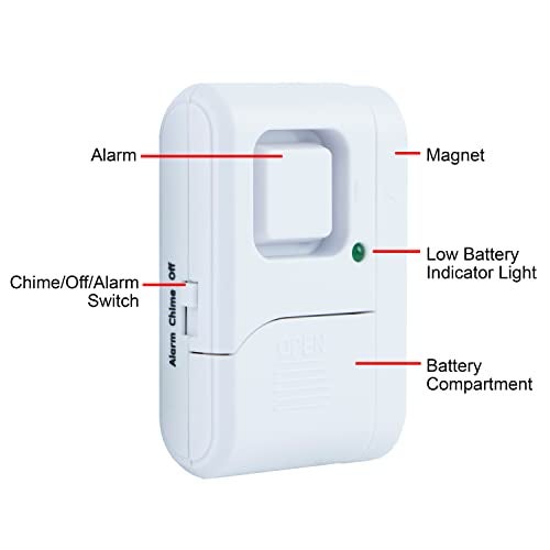 GE Personal Security Window and Door Alarm, 1 Pack, DIY Protection, Burglar Alert, Wireless Chime/Alarm, Easy Installation, Home Security, Ideal for Home, Garage, Apartment and More, White, 56789 - Image 3