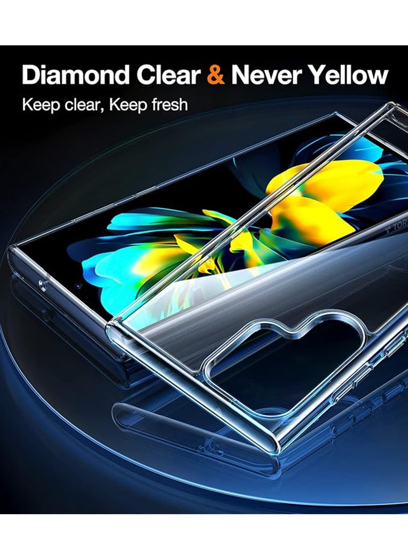 X-level Samsung Galaxy S23 Ultra Case, Diamond Clear Back Cover Designed [Never Yellowing][Military Grade Anti-Drop] Hard Back Soft Slim Thin Shockproof Phone Case for Galaxy S23 Ultra 6.8", Crystal Clear  - Image 2