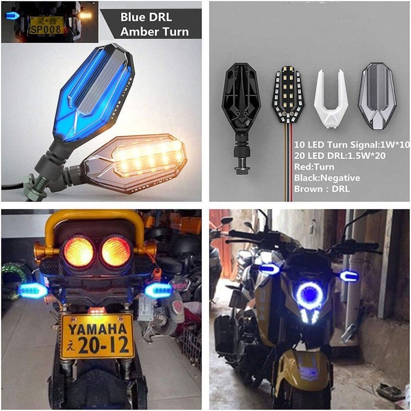 ADWAIT Front & Rear Side U Shape Yellow & Blue Motorcycle Bike Indicator Lights Led Bulb Turn Signal Bilnkers Light For Hero Splendor Plus - Image 2