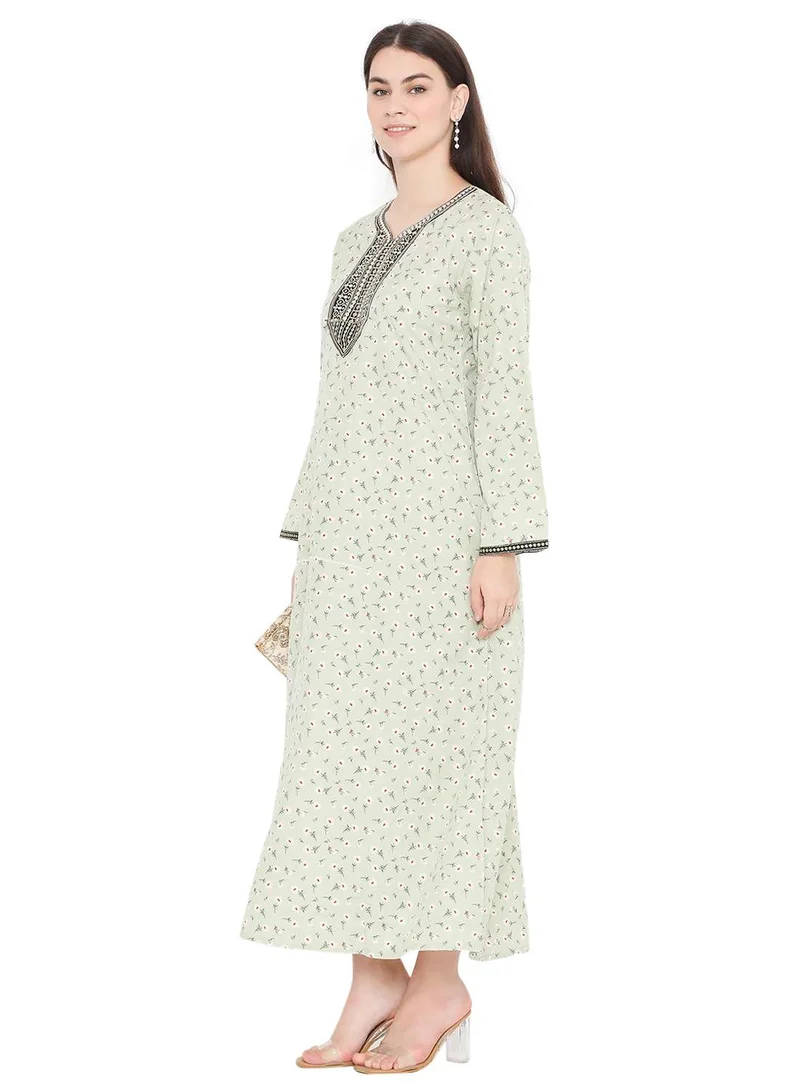 HANA & SARA CASUAL LONG VISCOSE FLOWER PRINTED EVERYDAY WEARABLE ARABIC KAFTAN JALABIYA DRESS
