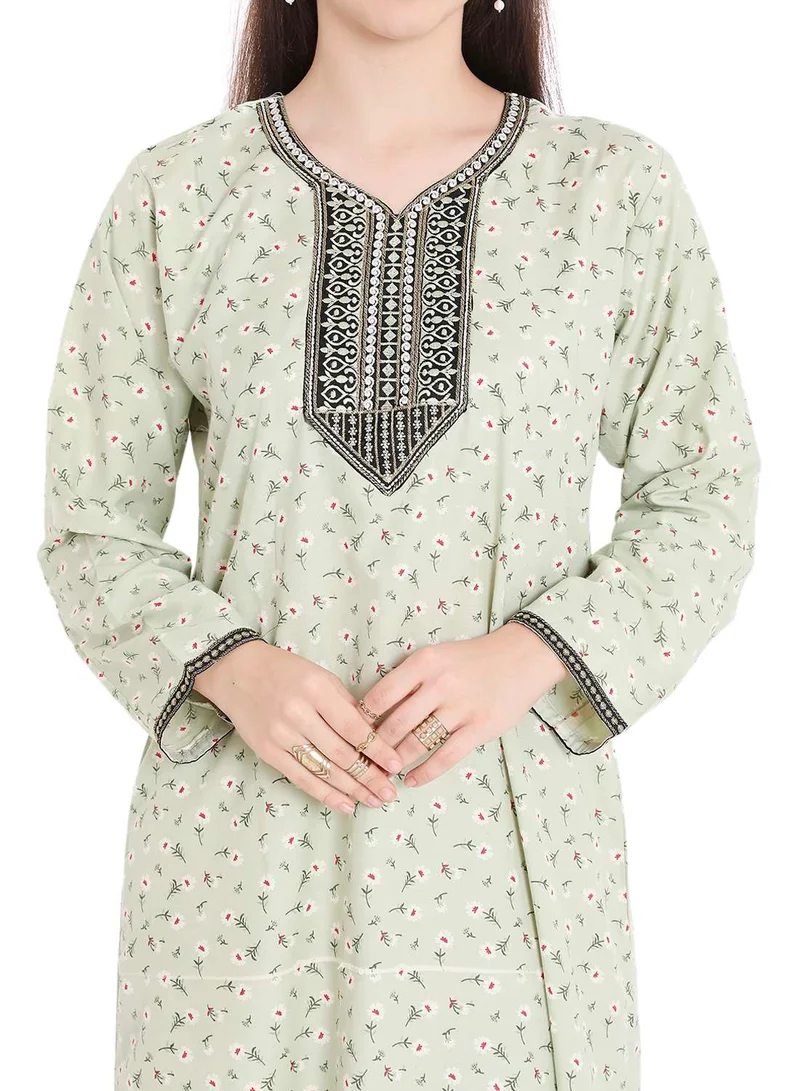 HANA & SARA CASUAL LONG VISCOSE FLOWER PRINTED EVERYDAY WEARABLE ARABIC KAFTAN JALABIYA DRESS