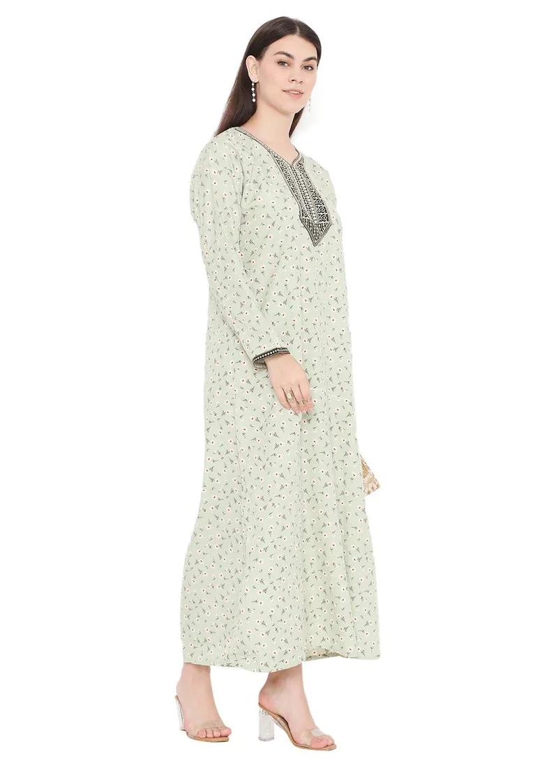 HANA & SARA CASUAL LONG VISCOSE FLOWER PRINTED EVERYDAY WEARABLE ARABIC KAFTAN JALABIYA DRESS