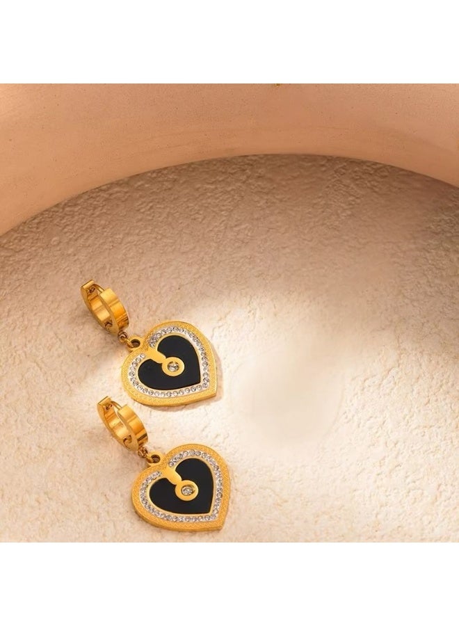 osir Gold Heart Crystal-Embellished Earrings - Image 1