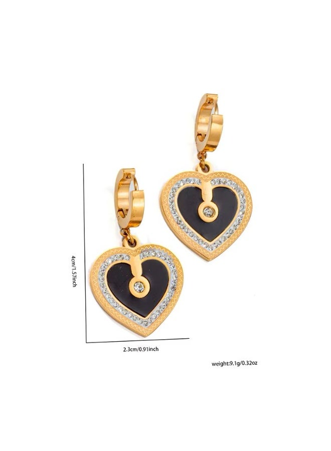 osir Gold Heart Crystal-Embellished Earrings - Image 2