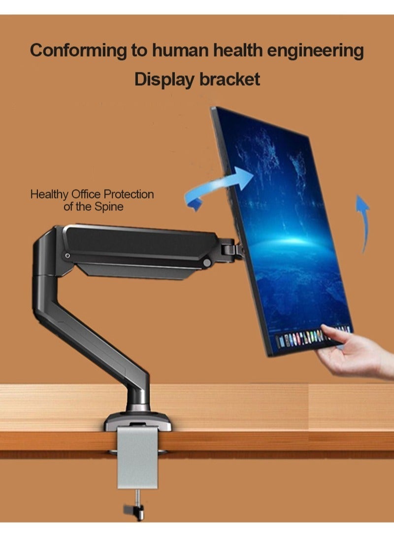FlashHawk Aluminum Alloy Full Motion Single Monitor Arm,Air Pressure Lifting,Rotatable,Telescopic,Tilting Monitor Desktop Stand, Suitable for 13-32 Inch Screen,Load Bearing 10kg - Black - Image 4