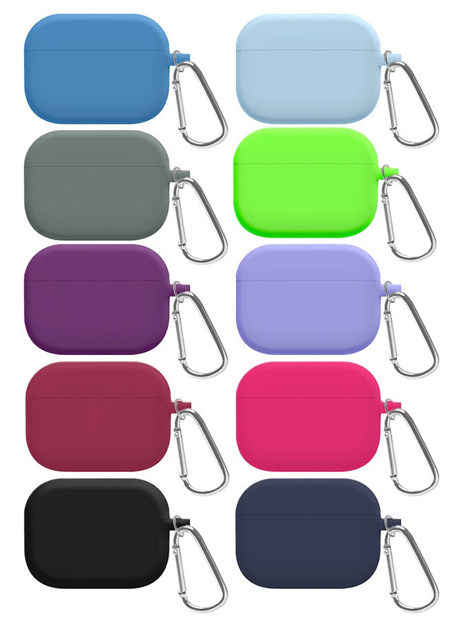 CATANES - 10 Pack Shockproof Case For Airpod Pro Silicone Protective Case Shockproof Case Ultra Slim Cover with Keychain Carabiner Multicolour - Image 1