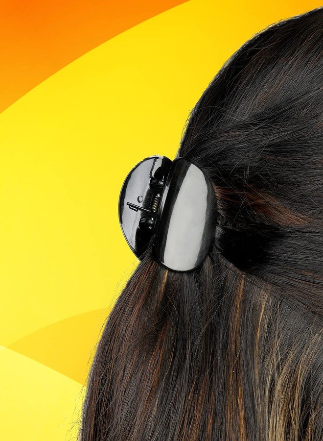 BIRDWARE Medium-Size hair clips clutches for women, girl Multi Color Acrylic Material Stone Butterfly Clip for Women (Pack of 3 (Round)-Black) - Image 2