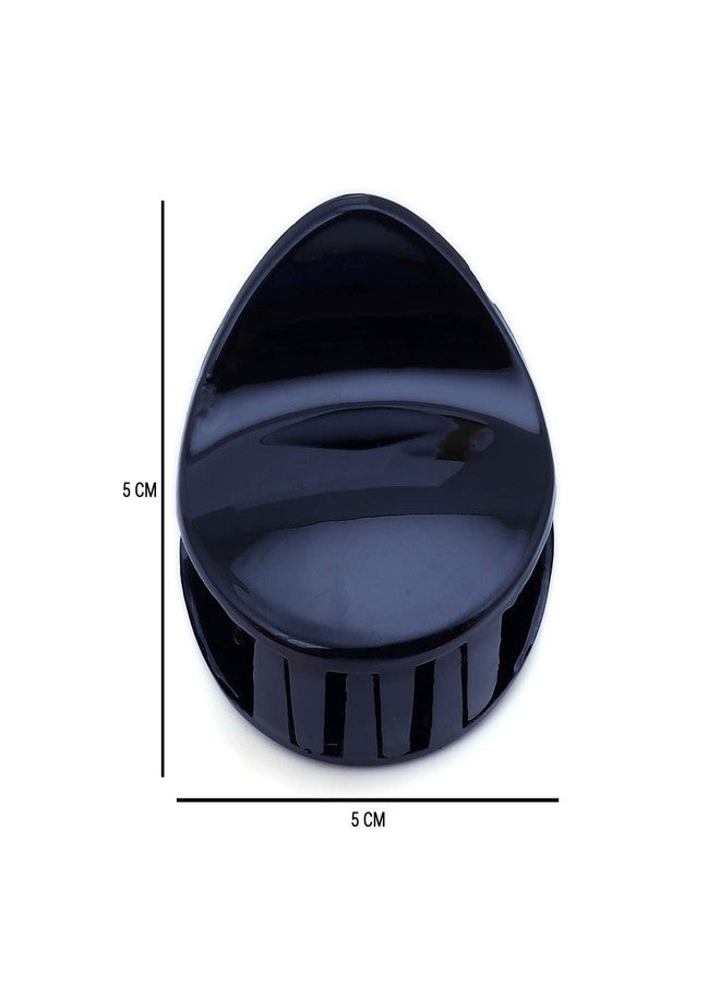 BIRDWARE Medium-Size hair clips clutches for women, girl Multi Color Acrylic Material Stone Butterfly Clip for Women (Pack of 3 (Round)-Black) - Image 5