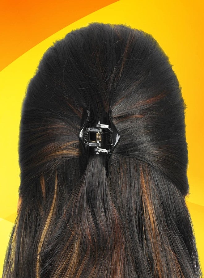 BIRDWARE Medium-Size hair clips clutches for women, girl Multi Color Acrylic Material Stone Butterfly Clip for Women (Pack of 3 (Round)-Black) - Image 3