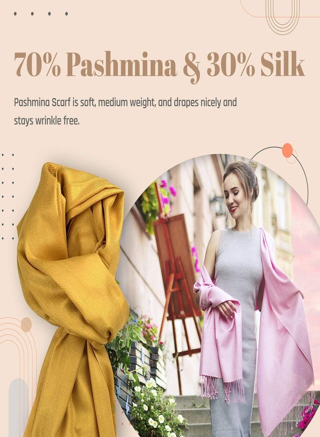 بلام فيزرز وشاح فاخر بلون موحد ومعدني من Plum Feathers، شال باشمينا نسائي مزين بشراشيب (ذهبي) - Image 4