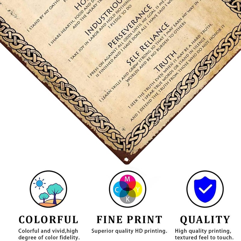 CCparton Metal Tin Signs Nine Noble Virtues Sign Decor 9 Noble Virtues Wallpaper Vintage Tin Sign Pack 12x8 inch - Image 3