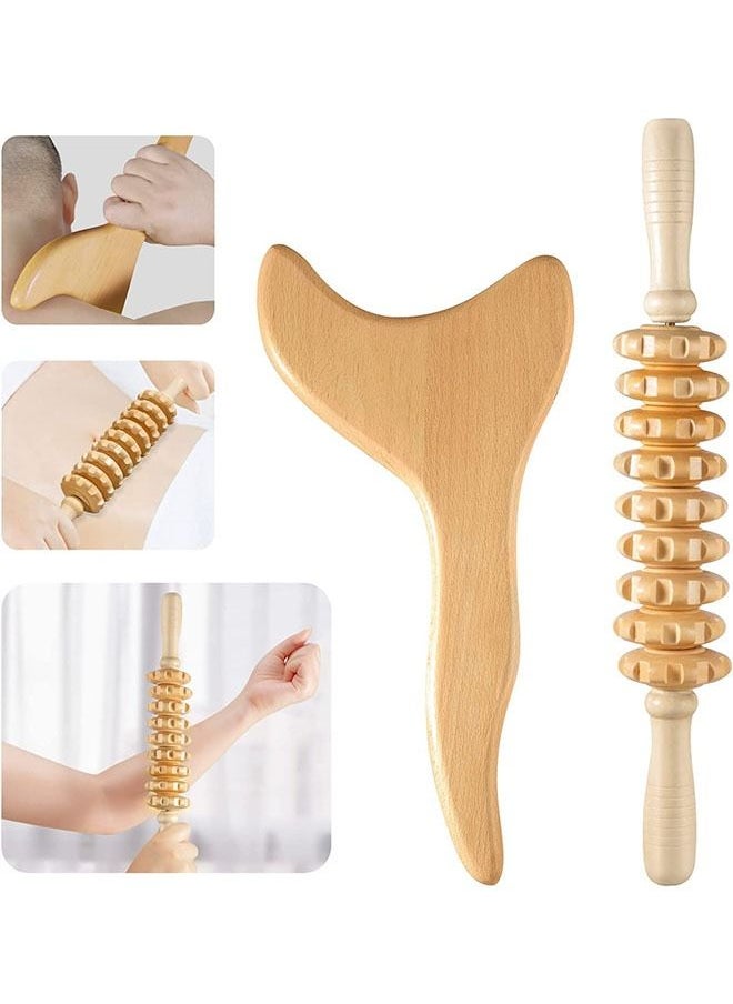 Arabest 2-Piece Wood Body Massage Tools for Neck Waist Leg Back and Muscle Pain Relief  - Image 1