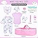 PEDOLLTREE 13 Pcs Reborn Baby Dolls Clothes Girl Accessories Outfit with Pink Dot Bassinet and Diapers Set for 1722 Inch Reborn Dolls Newborn Baby Girl - Image 4