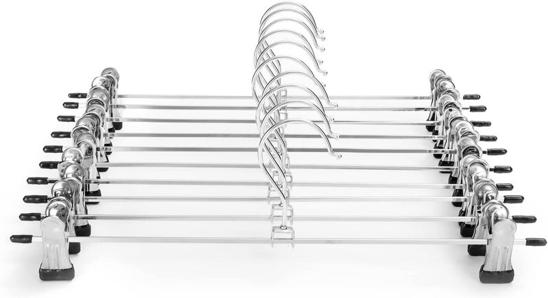 Red Dot Gift® 10 Pack Pants Hangers, 28.5cm Skirt Hangers with Adjustable Non-Slip Clips Pants Hangers, Space Saving Metal Hangers for Coat Garment Jeans, Hangers for Kids Adults - Image 1