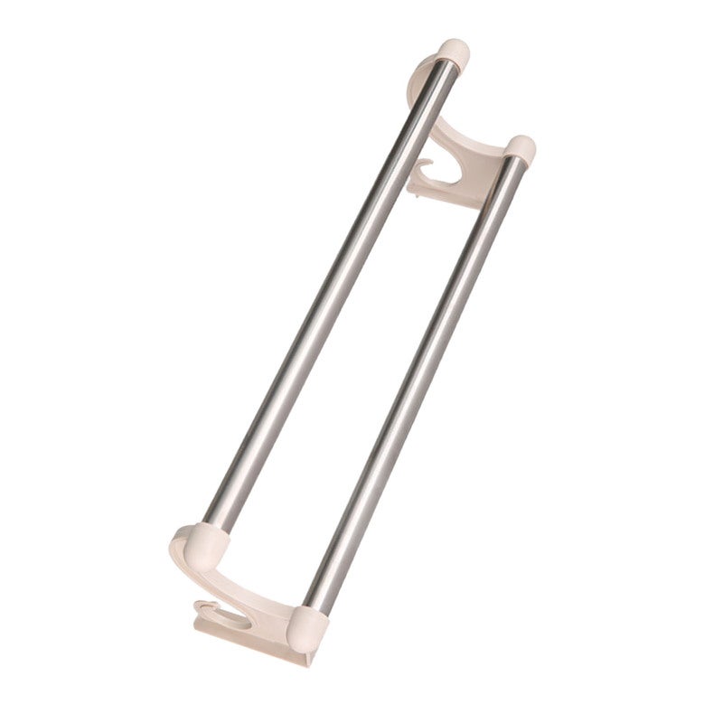 Double Towel Bar: Beige Drill Free Traceless Sturdy Durable Double Towel Rack - Space Saving Multifunctional Towel Holder for Bathroom Kitchen Home - Image 2