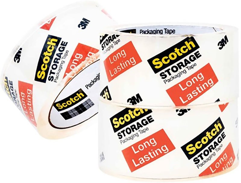 Scotch Long Lasting Storage Packaging Tape, 1.88 in x 38.2 yd, Designed for Storage and Packing, Stays Sealed in Weather Extremes, 3" Core, Clear, 3 Rolls (3650S-3) - Image 1