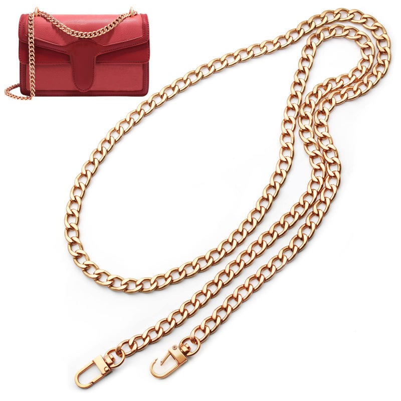 ANVIN 120cm Flat Chain Strap DIY Iron Handbag Chains Replacement Purse Straps Shoulder Crossbody Wallet Chain with Metal Buckles for Belt Bag Clutch PouchesSturdy Big Chain Links LightweightGold