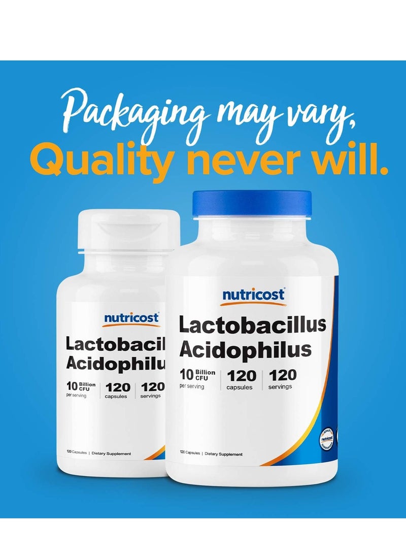 Lactobacillus Acidophilus 10 Billion CFU, 120 كبسولة نباتية، عبوة تكفي لمدة 4 أشهر قد تختلف - Image 2
