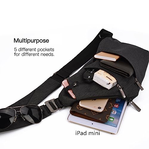 VADOO Sling Bag - Anti-theft Crossbody Shoulder Bag for Men and Women (Black) - Image 4