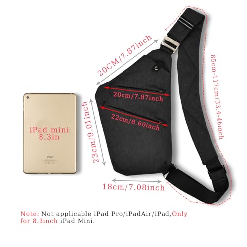 VADOO Sling Bag - Anti-theft Crossbody Shoulder Bag for Men and Women (Black) - Image 2