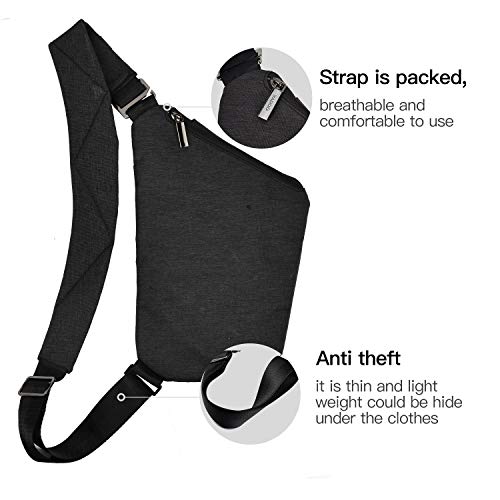 VADOO Sling Bag - Anti-theft Crossbody Shoulder Bag for Men and Women (Black) - Image 5