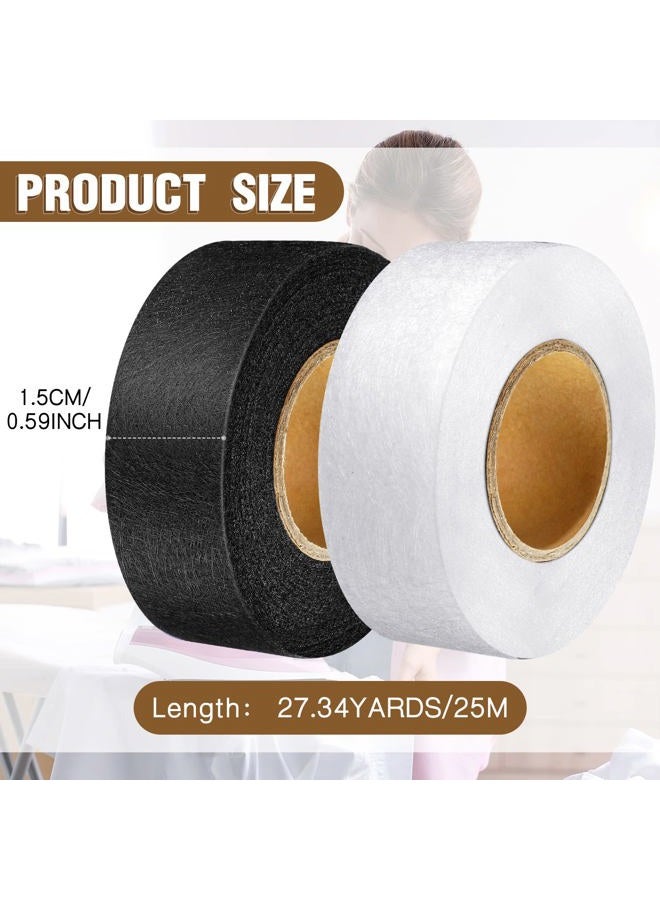 Outus 2 Rolls Fabric Fusing Tape Adhesive Hem Tape Iron-on Tape Each 27 Yards (Black, White) - Image 2