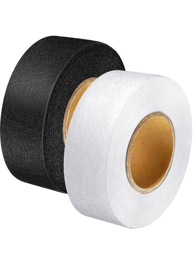 Outus 2 Rolls Fabric Fusing Tape Adhesive Hem Tape Iron-on Tape Each 27 Yards (Black, White) - Image 1